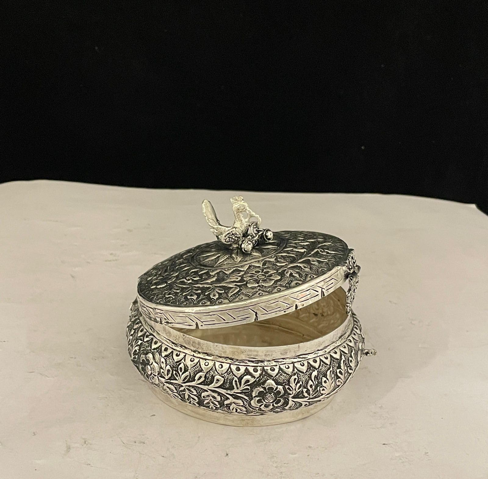German silver fully carved gift box/jewelry box